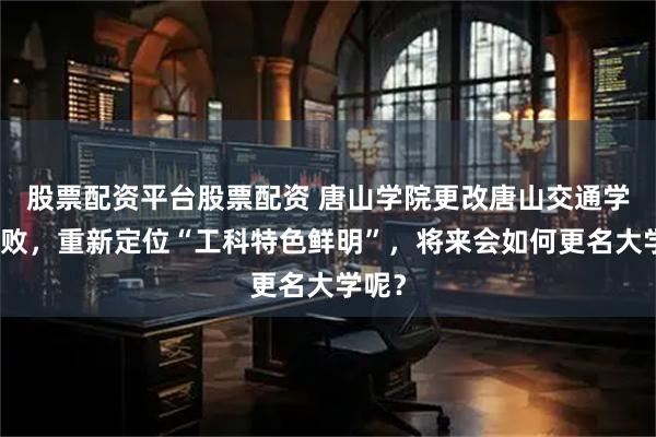 股票配资平台股票配资 唐山学院更改唐山交通学院失败，重新定位“工科特色鲜明”，将来会如何更名大学呢？